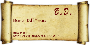 Benz Dénes névjegykártya
